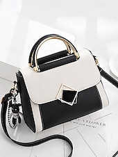 Недорогие Сумки с ручками сверху и шопперы-женская двухцветная сумка с золотой ручкой и ремнем через плечо | элегантная и стильная небольшая сумка через плечо для повседневного использования