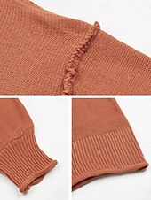 economico Colori solidi-Per donna Felpa Informale Morbido Colore puro A coste A V Lavorato a maglia Manica lunga Top regolari Maglia Esterno Giornaliero Fine settimana Rosso marrone Autunno Inverno
