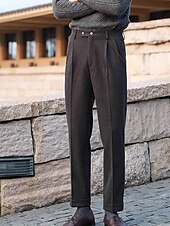 voordelige Dun-Voor heren Afstuderen Pakken Napels Broek Broek Chinese Knop Zak Effen Comfort Formeel Feest Werk Modieus Klassieke Stijl Donkergrijs Abrikoos Micro-elastisch