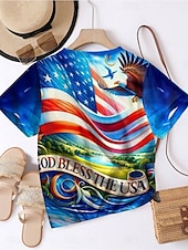 cheap Independence Day Top-Independence Day Women&#039;s Patriotic Fourth of July T shirt Daily Casual Letter Street Print Short Sleeve Blue Summer Spring