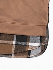 baratos Loja Gráfica Moletons &amp; Capuzes-moletom feminino com capuz casual xadrez rua diário moletom com capuz patchwork estampa manga comprida marrom outono inverno