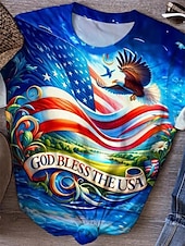 cheap Independence Day Top-Independence Day Women&#039;s Patriotic Fourth of July T shirt Daily Casual Letter Street Print Short Sleeve Blue Summer Spring