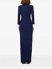 abordables Longueur du plancher-Robe Veste A-Line Robe de Soirée Robe Vintage Robe Tuxedo Formelle Mariage Longueur Sol Manches Longues Col Camisa avec Fente 2025