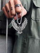 cheap Men&#039;s Jewelry-Men&#039;s Silver Eagle Pendant Necklace – Bold and Detailed Symbolic Jewelry for Strength and Freedom