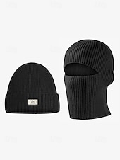 preiswerte Herrenhüte-Schwarze Strickmütze für Herren mit abnehmbarer Sturmhaube – warme und vielseitige Wintermütze für Outdoor-Aktivitäten und Sport