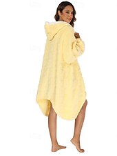 billige Kigurumi-pysjamas-Voksne Helfarge Onesie-pysjamas Oversized hetteteppe Bærbart teppe med lomme Onesie-pysjamas Kigurumi pyjamas søt stil Til Damer og Herrer Karneval Maskerade Tegnefilm