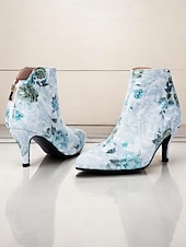 abordables Bottines-bottines à imprimé floral vintage pour femmes avec bout pointu et talon aiguille | bottines élégantes à talons hauts pour événements formels et fêtes