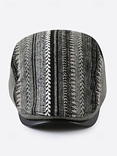 abordables Chapeaux pour hommes-casquette à chevrons pour homme avec lanière en cuir réglable - casquette plate de style vintage, idéale pour les vêtements décontractés et les activités de plein air