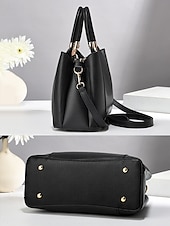 levne Kabelky a tote tašky-dámská červená kabelka z umělé kůže - elegantní design s horním držadlem s perleťovým kouzlem a odnímatelným popruhem do práce, na večírky a každodenní nošení