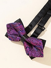 baratos Gravatas masculinas e gravatas borboleta-gravata borboleta masculina com padrão floral – elegantes gravatas borboleta jacquard em vermelho, dourado, azul e preto, perfeitas para eventos formais e casamentos