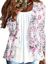 economico Top Grafici da Donna-camicetta da donna taglie forti manica lunga top regolari scollo rotondo rosa blu viola autunno&amp;amp; inverno