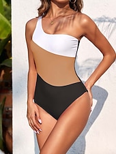 abordables Maillots une pièce-Femme Maillots de Bain Une pièce Maillot de bain Elégant Mode Bloc de couleur Sans Manches Maillots de bain