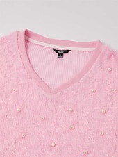 levne Hladké dámské topy-dámská halenka pulovr fuzzy oversized výstřih do V ležérní teplý měkký útulný šik podzim zima pohodlné
