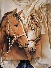 levne Zvířata vrcholy-dámský pulovr ležérní zvířecí denní nošení ležérní crew potisk krku dlouhý rukáv khaki podzim zima