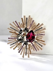 billiga Halsdukar för kvinnor-sunburst-brosch i vintagestil för kvinnor med rosa och kristalliserade ädelstenar – elegant statement-nål för högtidlig klädsel
