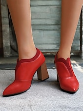 baratos Botas de tornozelo-botins femininos de couro sintético verde com bico fino e salto bloco – sapatos modernos e sofisticados para uso no escritório e na noite