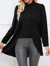 preiswerte Elegante Oberteile-Damen Hemd Bluse Feste Farbe Basic Brautkleider schlicht Langarm Rollkragen Normale Oberteile Täglich Rüsche Schwarz Armeegrün Blau Herbst Winter