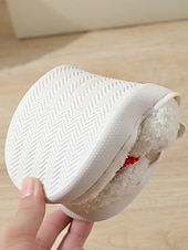 economico Ciabatte e infradito da donna-pantofole da interno nere comode da donna con ricamo a forma di fungo rosso - fodera in peluche, suola antiscivolo, perfette per il relax invernale in casa