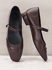 levne 50. léta 20. století-dámské vintage hnědé kalhoty mary jane s brogue detaily – pohodlné boty z umělé kůže pro kancelář, běžné nošení i outfity v retro stylu