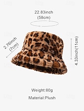 economico Cappelli da donna-Cappello da pescatore in pelliccia sintetica con stampa leopardata per donna: elegante accessorio invernale per look casual e alla moda