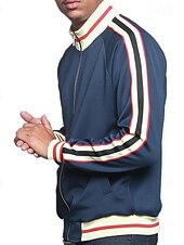 baratos Suéteres básicos-Homens Moletom com zíper Full Zip Hoodie Moletom zip Up com capuz Moletons com zíper Preto Verde Tropa Vermelho Azul Marinha Colarinho Clerical Bloco de cor Zip Up Patchwork Desportos e Ar livre