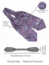economico Cravatte e papillon da uomo-cravatta ascot paisley da uomo - elegante cravatta in finta seta per occasioni formali, matrimoni e feste - cravatta con motivo floreale vintage