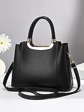 levne Kabelky a tote tašky-dámská červená kabelka z umělé kůže - elegantní design s horním držadlem s perleťovým kouzlem a odnímatelným popruhem do práce, na večírky a každodenní nošení