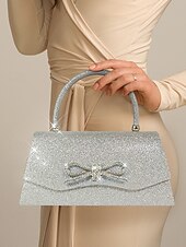 cheap Clutches &amp; Evening Bags-Women&#039;s Elegant Sparkling Glitter Evening Clutch with Rhinestone Bow - Perfect for Weddings and Parties