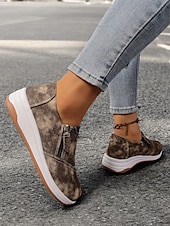 levne Dámské tenisky-dámské neformální modré džínové slip-on tenisky – stylové vycházkové boty na zip s polstrovanou podrážkou pro každodenní pohodlí