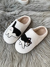 economico Ciabatte e infradito da donna-pantofole da donna con ricamo a forma di bassotto – calde scarpe da interno foderate in pile per gli amanti dei cani