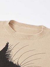 abordables Pulls et hauts-Femme Pull Chandail du quotidien Graphic Col Ras du Cou Imprimer manche longue Hauts réguliers Tricoter Formel Fin de semaine Rose Claire Violet Automne Hiver