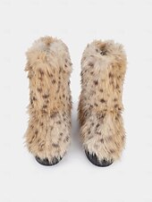 levne Sníh a zimní boty-dámské sněhule z umělé kožešiny s leopardím vzorem – teplé a stylové zimní outdoorové boty do chladného počasí