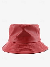 cheap Women&#039;s Hats-Women&#039;s Faux Leather Bucket Hat – Stylish and Versatile, Available in Multiple Colors for a Trendy Look
