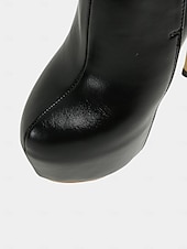 abordables Bottes à la mode-bottines à talons aiguilles rouges pour femmes – bottines tendance à talons hauts avec accent doré pour les fêtes et les soirées