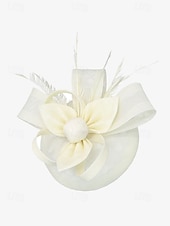 abordables Accessoires pour cheveux pour femmes-chapeau fascinateur vert pour femme avec nœud et plumes – coiffe élégante pour mariages, goûters et occasions spéciales