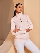 billiga Kvinnors golfkläder-Dam Pullover-tröja Svart Vit Rosa Långärmad Överdelar Golfkläder för damer Kläder Outfits Bär kläder