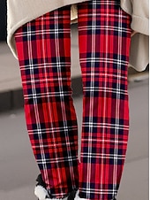 levne Umění a design tisku-Dámské legíny kalhoty móda streetwear plné délky vysoký pas kostkovaný potisk tepelně teplé prodyšné měkké mikroelastické venkovní každodenní víno podzim zima pravidelný střih