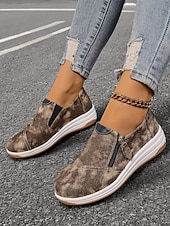 levne Dámské tenisky-dámské neformální modré džínové slip-on tenisky – stylové vycházkové boty na zip s polstrovanou podrážkou pro každodenní pohodlí