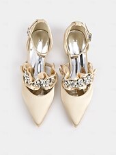 economico Semi-formale-ballerine da donna in raso nero con punta affilata e decorazioni floreali in strass – scarpe eleganti per matrimoni ed eventi formali