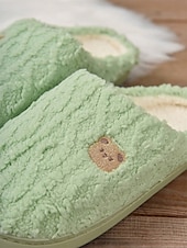 economico Ciabatte e infradito da donna-pantofole da donna in pile con adorabile ricamo a forma di orso – calde pantofole da casa per il comfort invernale