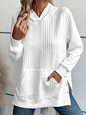 baratos Moletons e moletons-moletom feminino com capuz elegante moderno simples trabalho com capuz bolso solto manga comprida branco rosa primavera outono inverno