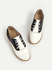 economico Scarpe oxford da donna-scarpe brogue oxford vintage bicolore da donna con design allacciato | calzature casual e formali per l&#039;eleganza quotidiana