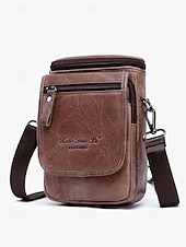 economico Borselli da uomo-borsa a tracolla vintage in pelle marrone per uomo – borsa a tracolla compatta con scomparti con cerniera e tracolla regolabile per l&#039;uso quotidiano