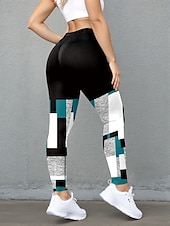 preiswerte Kunst &amp; Design Druck-Damen Leggings Hosen Fashion Streetwear Vollständige Länge Hoch Taille Karomuster Druck Thermisch Warm Atmungsaktiv Weich Mikro-elastisch Outdoor täglich Blau Herbst Winter Regulär Fit