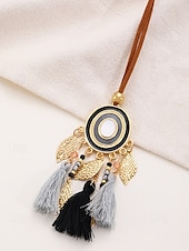 billige Halskjede for kvinner-kvinners boho dusk halskjede med skinnsnor og drømmefanger anheng - perfekt for festivaler og bohem stil