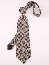 baratos Gravatas masculinas e gravatas borboleta-gravatas masculinas de seda sintética com padrão retrô - gravatas vintage com estampa floral e geométrica para uso formal e empresarial