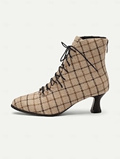 cheap Vintage Boots-Women&#039;s Burgundy Lace-Up Victorian Ankle Boots – Elegant Suede Heeled Footwear for Formal Occasions and Vintage Style