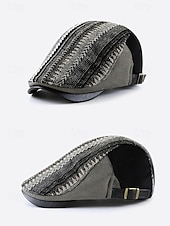abordables Chapeaux pour hommes-casquette à chevrons pour homme avec lanière en cuir réglable - casquette plate de style vintage, idéale pour les vêtements décontractés et les activités de plein air