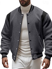 cheap Men&#039;s Jackets &amp; Coats-Men&#039;s Lightweight Jacket Casual Jacket Varsity Jacket Daily Vacation Wearproof Pocket Spring &amp;  Fall Color Block Fashion Classic Stand Collar Regular Dark Gray Black Red Navy Blue Light Grey Jacket