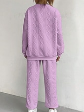 お買い得  ツーピースセット-女性用 日常 スウェットシャツ ズボン チノパン 長袖 ラウンドネック 純色 パッチワーク アウトドア ホワイト ピンク ローズレッド 春 レギュラー